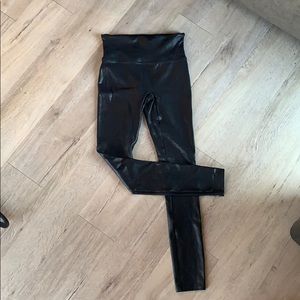 Faux leather spanx leggings